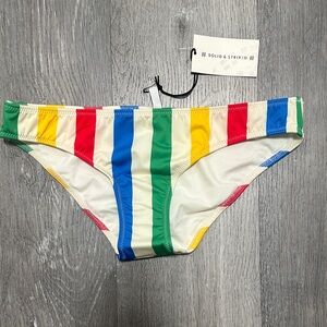 NWT Solid & Striped The Elle Bikini Bottom Primary Stripe Size Medium